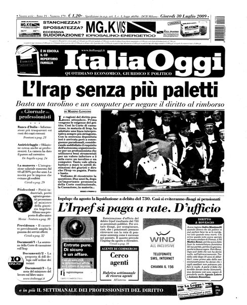 Italia oggi : quotidiano di economia finanza e politica